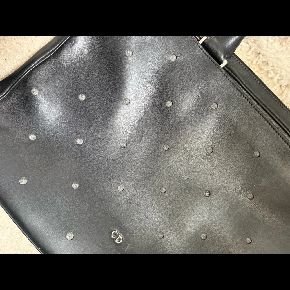 Christian Dior Black Leather Briefcase/ Laptop Bag